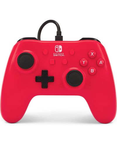 Контролер PowerA - Enhanced, жичен, за Nintendo Switch, Raspberry Red - 1