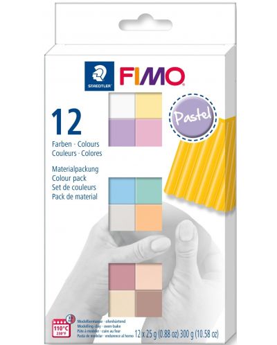 Комплектт глина Staedtler Fimo Soft - Пастелни, 12 цвята - 1