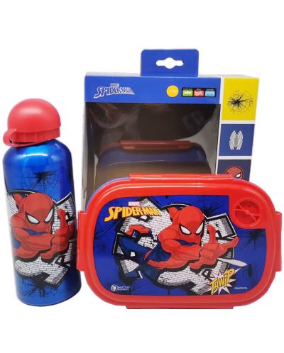 Комплект бутилка и кутия за храна Disney - Spider-Man, син - 3