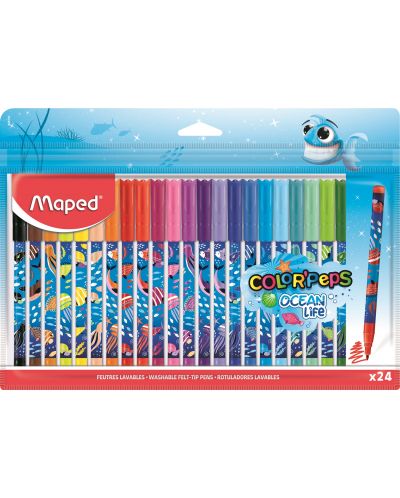 Комплект флумастери Maped Color Peps - Ocean Life, 24 цвята - 1