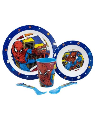 Комплект за хранене Stor - Micro, Spiderman Midnight Flyer, 5 части - 1