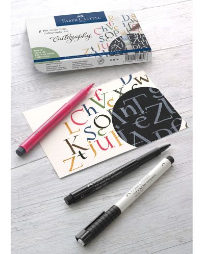 Комплект калиграфски маркери Faber-Castell Pitt Artist - 8 цвята - 2