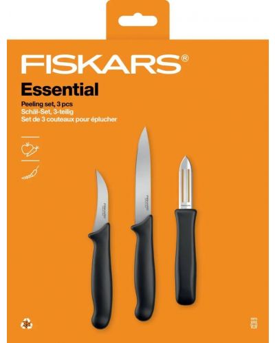 Комплект ножове за белене Fiskars - Essential, 3 части - 2