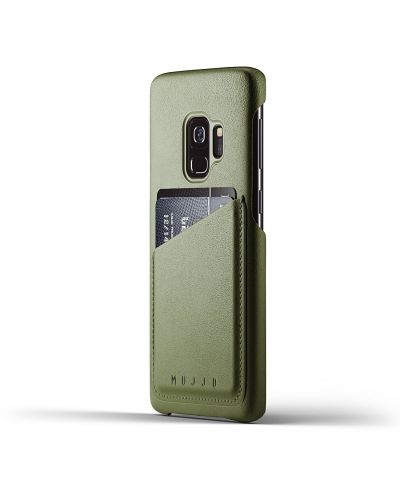 Кожен калъф с джоб Mujjo за  Galaxy S9, маслинен - 1