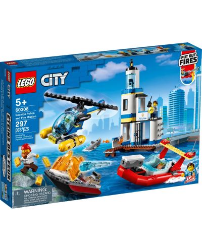 Конструктор LEGO City -  Морска полиция и пожарна мисия (60308) - 1