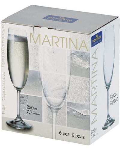 Комплект чаши за шампанско Bohemia - Royal Martina, 6 броя x 220 ml - 2