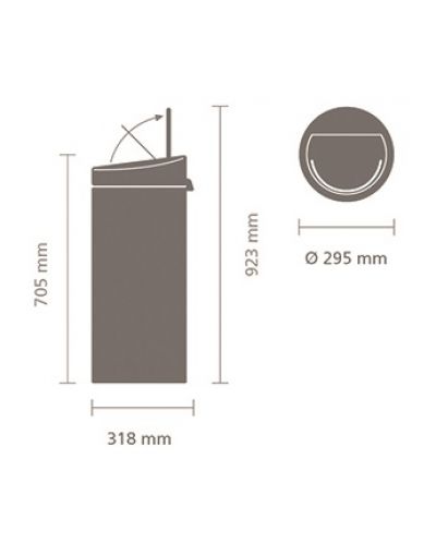 Кош за отпадъци Brabantia - Touch Bin New, 30 l, Matt Steel - 10