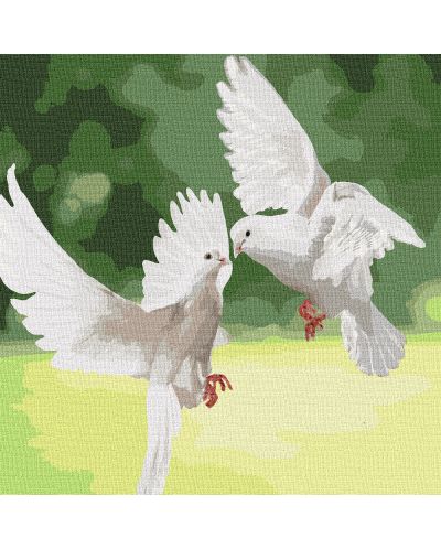 Комплект за рисуване по номера Ideyka - Бели гълъби, 40 х 40 cm - 1