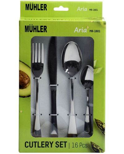 Комплект прибори за хранене Muhler - Aria MR-1601, 16 части, сребристи - 2