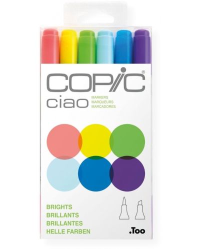 Комплект маркери Too Copic Ciao - Ярки тонове, 6 цвята - 1
