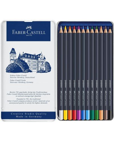 Комплект цветни моливи Faber-Castell Goldfaber - 12 цвята, в метална кутия - 2
