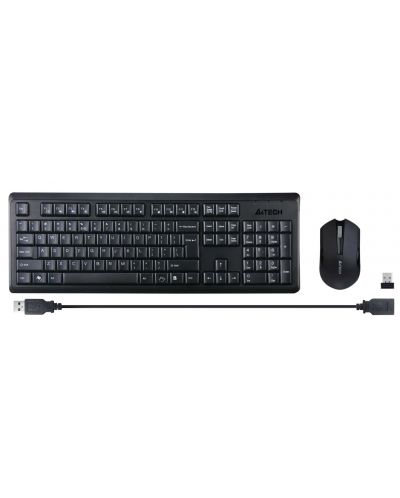 Kомплект клавиатура и мишка A4tech - 4200N, V-track, безжичен, черен - 1