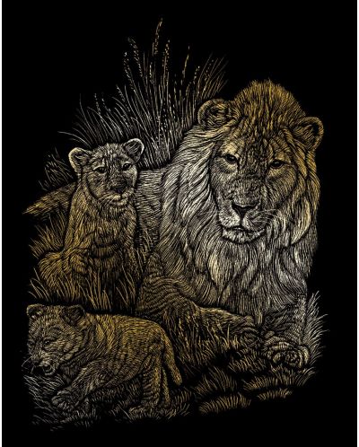 Комплект за гравиране Royal Gold - Лъвица и лъвчета, 20 х 25 cm - 1