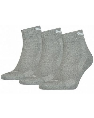 Комплект чорапи Puma - Cushioned Quarter, 3 чифта, сиви - 1