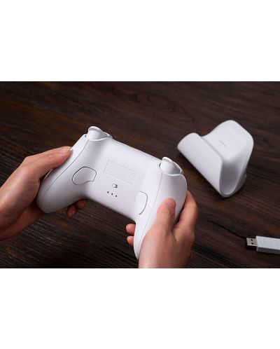 Контролер 8BitDo - Ultimate Bluetooth & 2.4g Controller with Charging Dock, за Nintendo Switch/PC, бял - 8