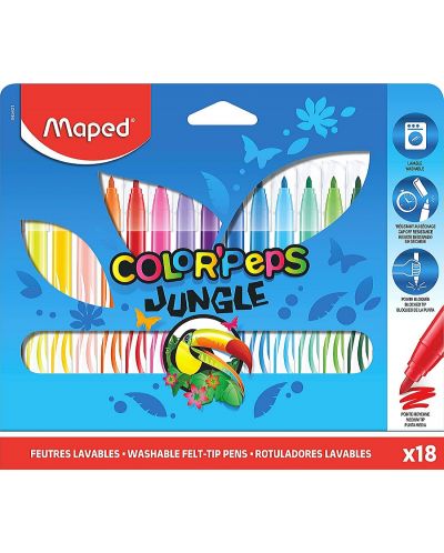 Комплект флумастери Maped Color Peps - Jungle, 18 цвята - 1