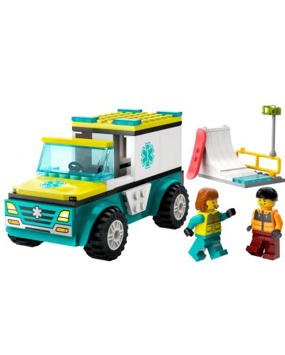 Конструктор LEGO City - Линейка за спешна помощ и сноубордист (60403) - 3