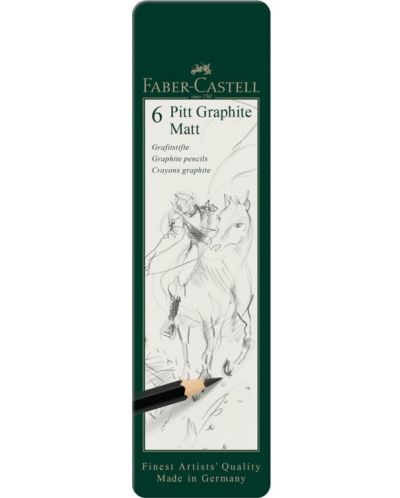 Комплект графитни моливи Faber-Castell Pitt - Matt, 6 броя - 1