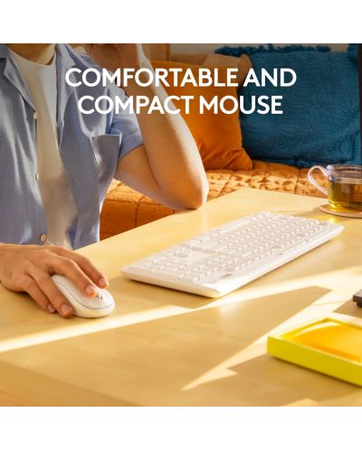 Комплект мишка и клавиатура Logitech - MK295, безжичен, бял - 5