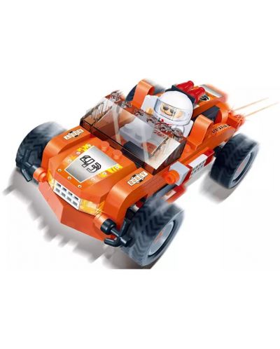 Конструктор BanBao - Състезателна кола, оранжева, 108 части - 2
