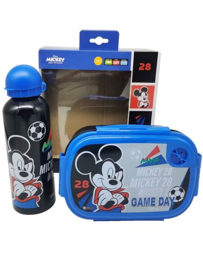 Комплект бутилка и кутия за храна Disney - Mickey Mouse, син - 1