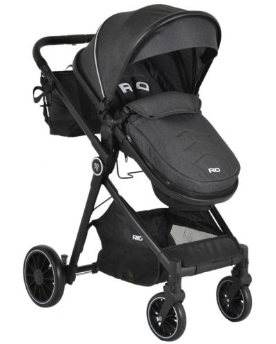 Комбинирана бебешка количка Moni - Rio, черна - 1