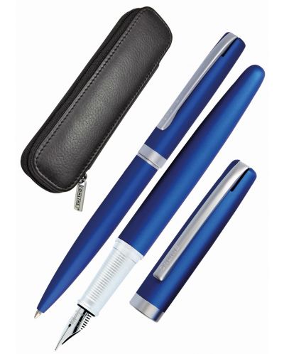 Комплект писалка и химикалка Online Eleganza - Satin Blue - 1