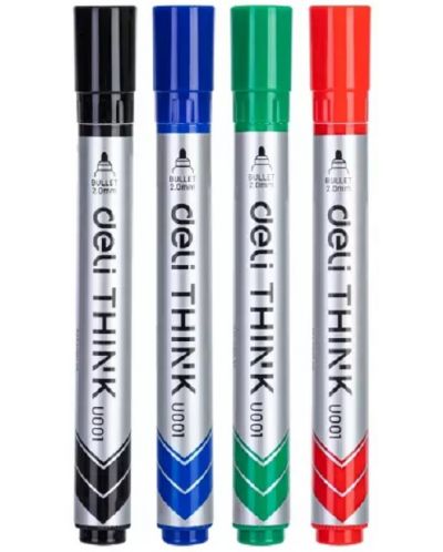 Комплект маркери за бяла дъска Deli Think - 4 цвята - 1