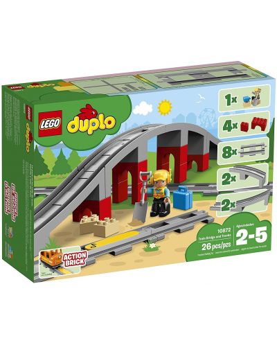 Конструктор LEGO Duplo - Мост и релси за влак (10872) - 1