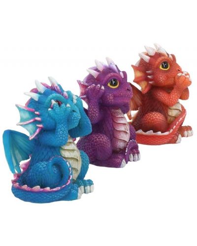 Комплект статуетки Nemesis Now Adult: Humor - Three Wise Dragonlings, 8 cm - 6