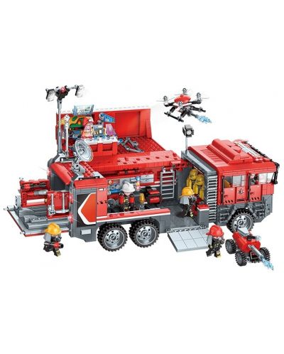 Конструктор Qman - Пожарна команда за спешна помощ, 1431 части - 2