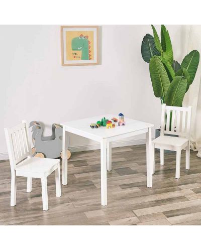 Комплект детска дървена маса с 2 столчета Ginger Home - Бял - 8