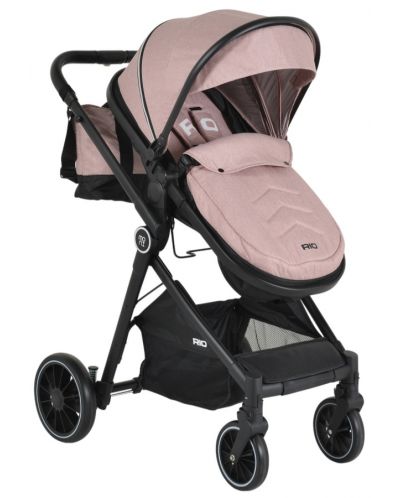 Комбинирана бебешка количка Moni - Rio, розова - 1