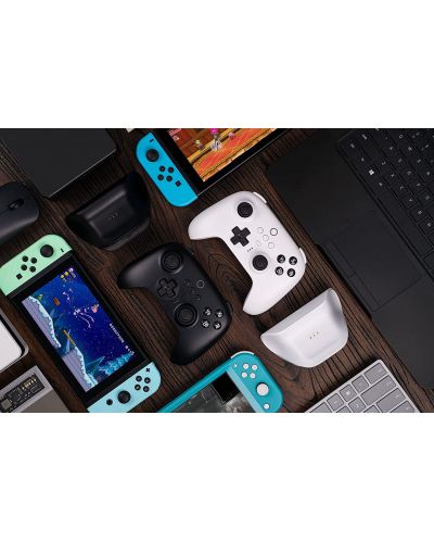 Контролер 8BitDo - Ultimate Bluetooth & 2.4g Controller with Charging Dock, за Nintendo Switch/PC, бял - 7