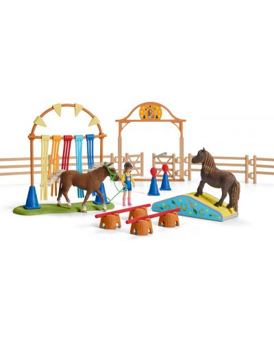 Комплект Schleich Farm World Horses - Аджилити тренировъчна площадка с пони - 3