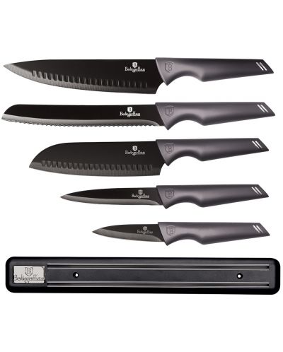 Комплект от 5 ножа Berlinger Haus - Metallic Line Carbon Pro Edition, с магнитна лента - 1