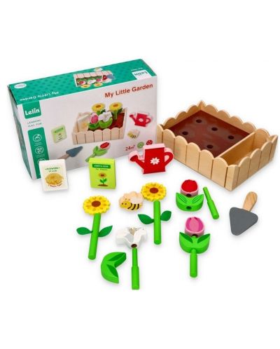 Комплект дървени играчки Lelin - Цветя за засаждане - 2