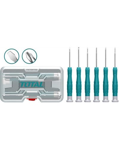 Комплект прецизни отвертки TOTAL - SL, PH, 6 части - 2
