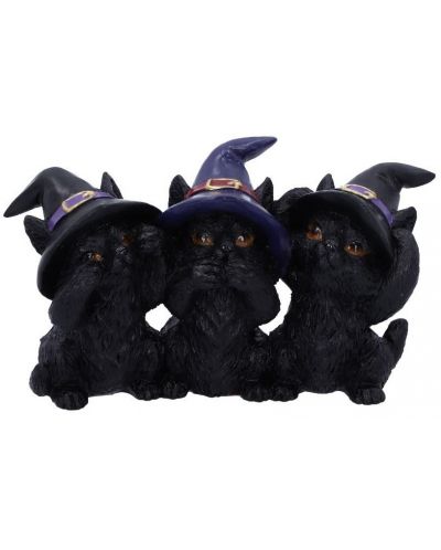 Комплект статуетки Nemesis Now Adult: Humor - Three Wise Black Cats, 11 cm - 1