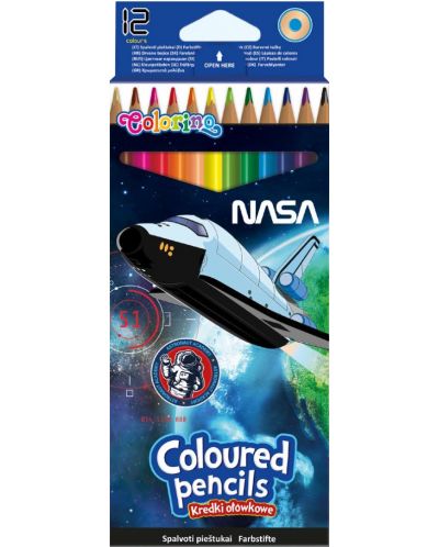 Комплект цветни моливи Colorino - Nasa, 12 цвята - 1