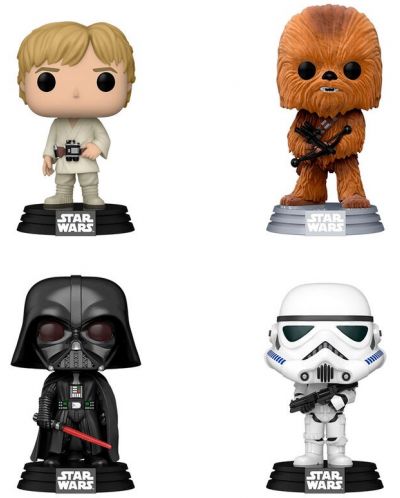 Комплект фигури Funko POP! Movies: Star Wars - Luke Skywalker, Chewbacca, Darth Vader & Stormtrooper (Flocked) (Special Edition) - 1