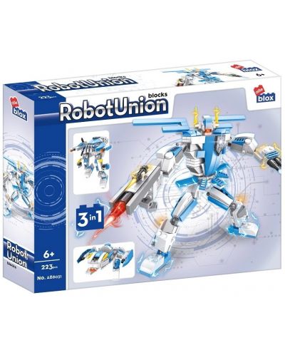 Конструктор 3 в 1 Alleblox Robot Union - Робот, син, 223 части - 1