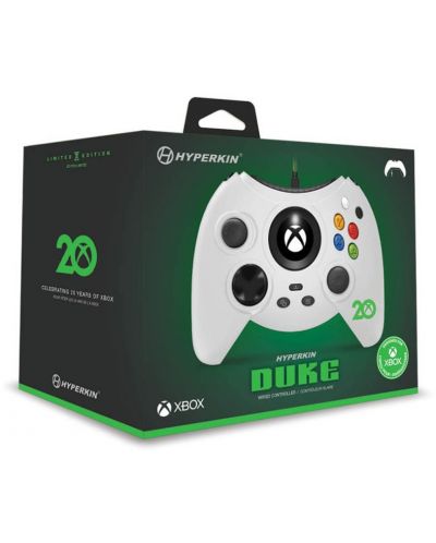 Контролер Hyperkin - Duke, Xbox 20th Anniversary Limited Edition, жичен, бял (Xbox One/Series X/S/PC) - 6