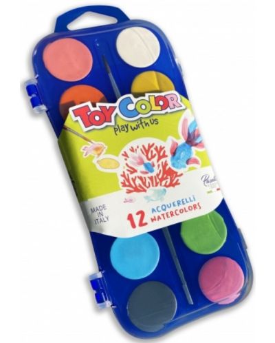 Комплект водни бои Toy Color - 12 цвята - 1