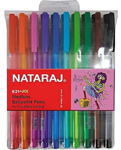 Комплект цветни химикалки Nataraj - 621 JOI, 10 броя - 1