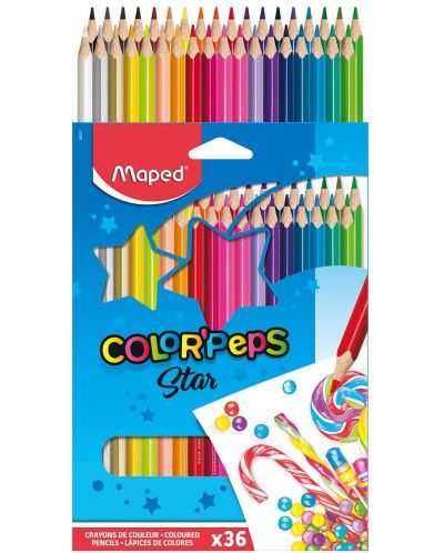 Комплект цветни моливи Maped Color Peps - Star, 36 цвята - 1