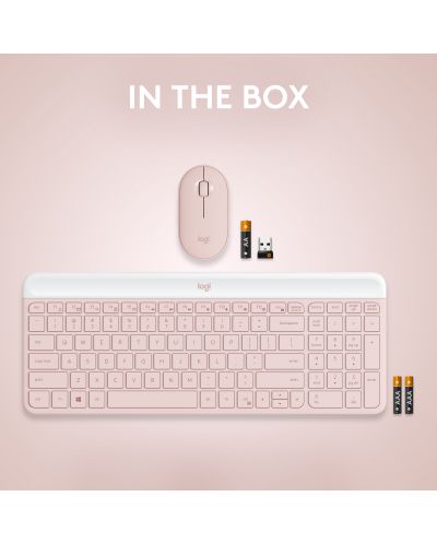 Комплект мишка и клавиатура Logitech - MK470 Slim Combo, безжични, rose - 11