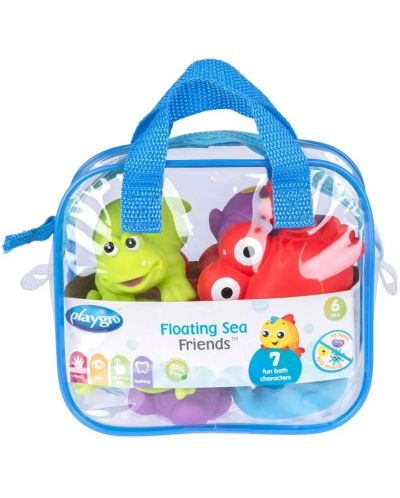 Комплект играчки за баня Playgro - Морски животни, за момче, 7 броя - 2