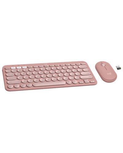 Комплект клавиатура и мишка Logitech - Pebble 2, безжичен, Tonal Rose - 2