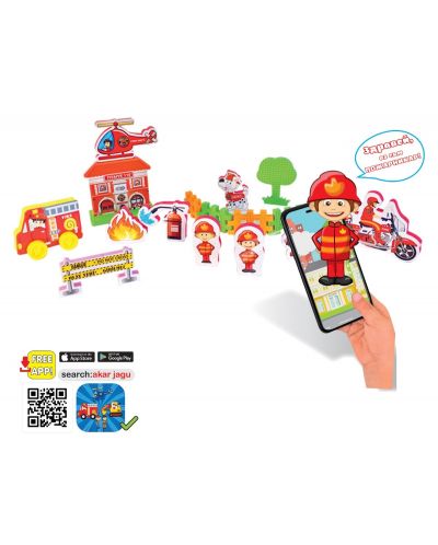 Комплект говорещи играчки Jagu - Пожарна, 17 части - 2